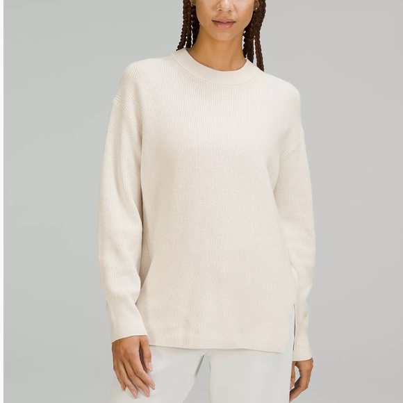 Lululemon Merino Wool-Blend Ribbed Crewneck Sweater size 8 - Picture 2 of 6